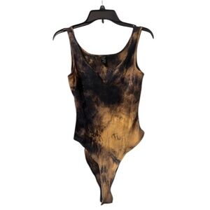 SHEIN Curve Black and Tan Tie Dye Bodysuit